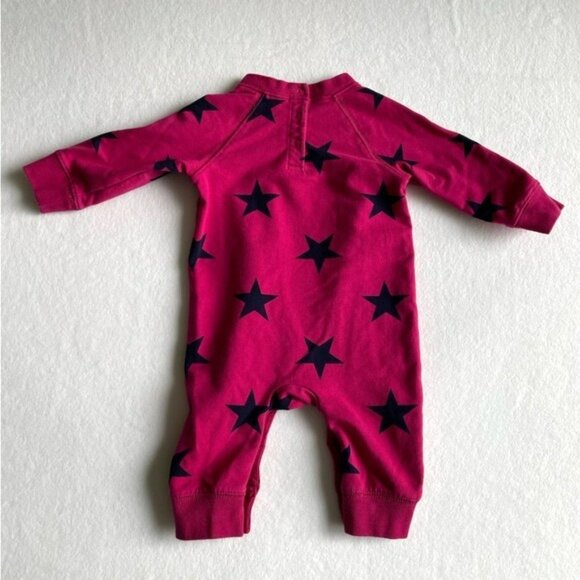 Primary Magenta Star Print Footie - Picture 2 of 5